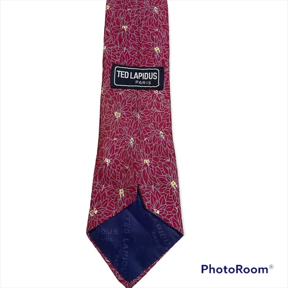Vintage Ted Lapidus Paris Men's Silk Tie Abstract Floral - Picture 2 of 3